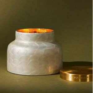 CAPRI BLUE VOLCANO GIANT CAPIZ JAR CANDLE, RETAIL PRICE $108.00 USD